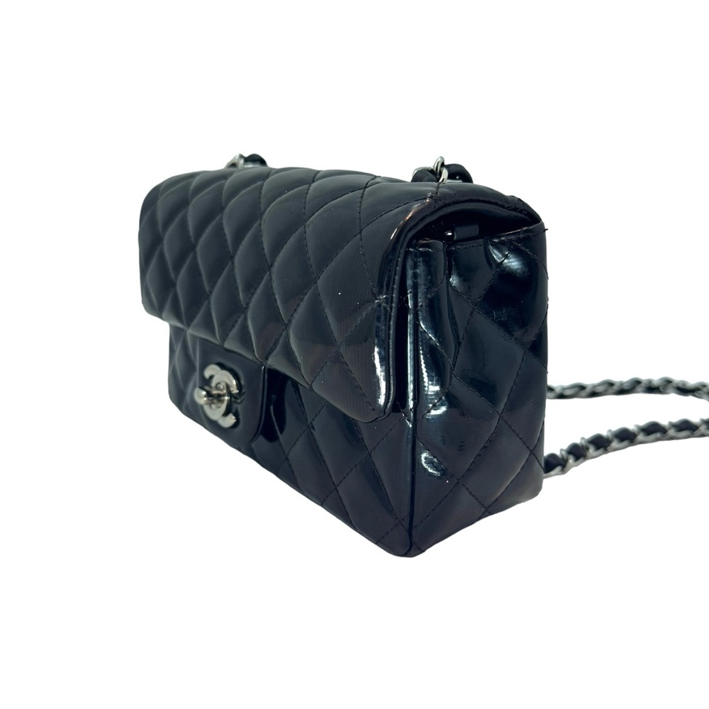 Auth Chanel Mini Rectangular Classic Black Striat… - image 2